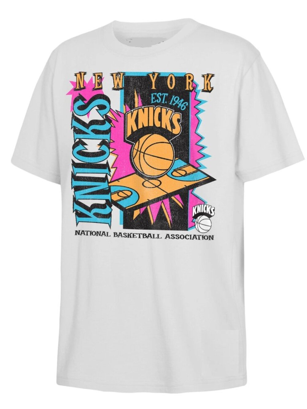 Mitchell & Ness White New York Knicks Neon Court Shock T-Shirt 257